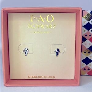 FAO Schwarz Sterling Silver Ice Cream Cone Stud Earrings